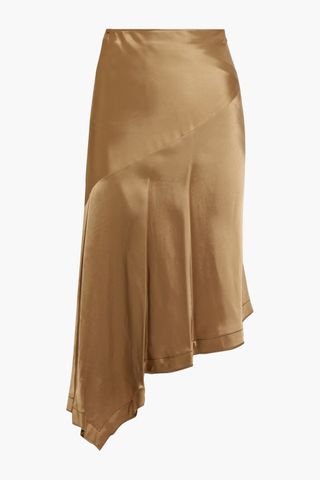 Helmut Lang + Asymmetric Draped Satin Skirt