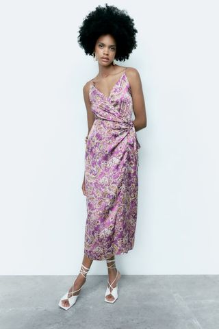 Zara + Satin Print Dress