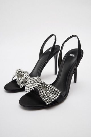 Zara + Embellished Bow High Heeled Sandals