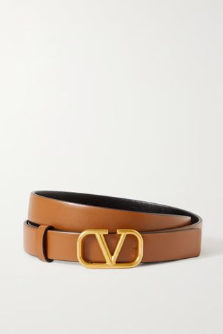 Valentino + Valentino Garavani Vlogo Reversible Leather Belt