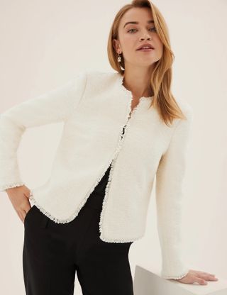 M&S Collection + Tweed Collarless Short Jacket