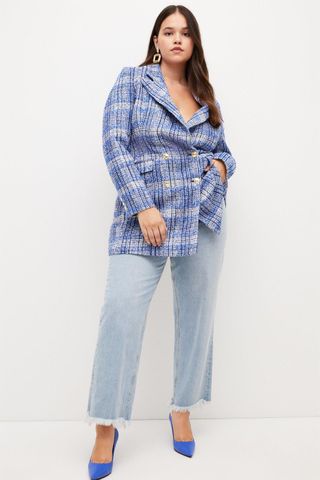 Karen Millen + Plus Size Longline Tweed Blazer