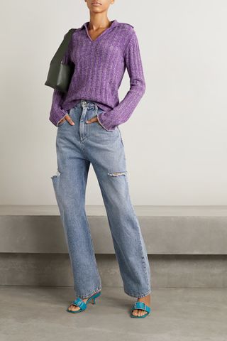 ACNE Studios + Ribbed Wool-Blend Polo Sweater