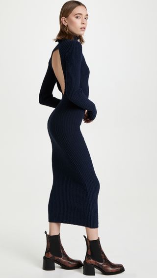 Acne Studios + Long Sleeve Knit Dress
