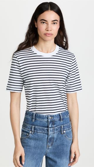Tibi + Striped Easy T-Shirt