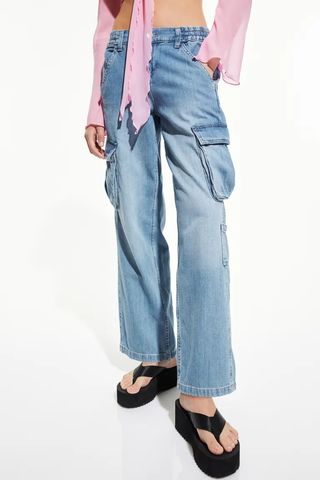 H&M + Low Waist Cargo Jeans