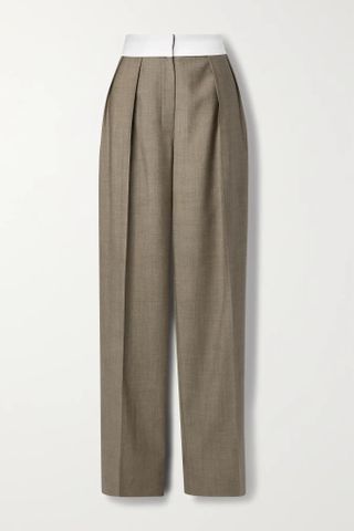 The Row + Milla Two-Tone Pleated Wool and Mohair-Blend Straight-Leg Pants