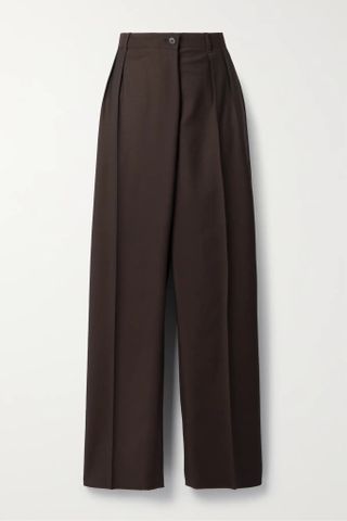 The Row + Willow Pleated Wool and Mohair-Blend Wide-Leg Pants