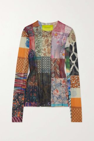 Marques'Almeida + Printed Stretch-Recycled Mesh Top