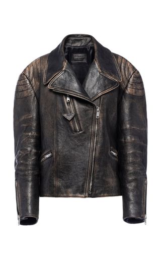 Prada + Textured Leather Motorcycle Jacket