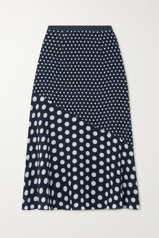 Erdem + Gracie Polka-Dot Silk Crepe De Chine Midi Skirt
