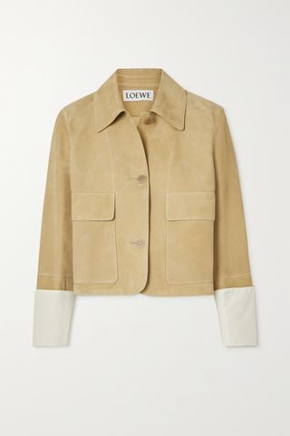 Loewe + Button-Embellished Suede Jacket