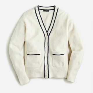 J.Crew + Cotton Bouclé V-Neck Cardigan Sweater