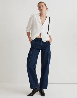 Madewell + Low-Slung Straight Cargo Jeans in Martindale Wash