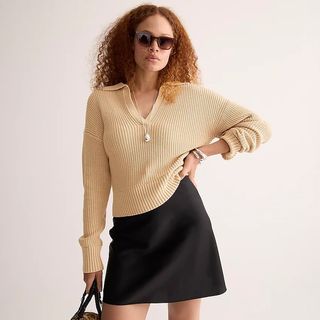 J.Crew + Collared Cotton Beach Sweater