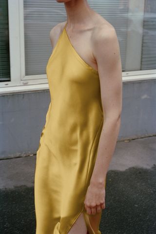 Zara + Asymmetric Satin Effect Dress