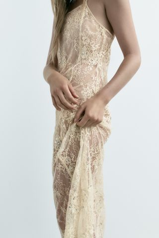 Zara + Sequined Lace Dress