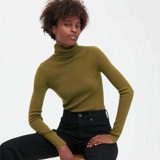 Uniqlo + Extra Fine Merino Ribbed Turtleneck Long-Sleeve Sweater