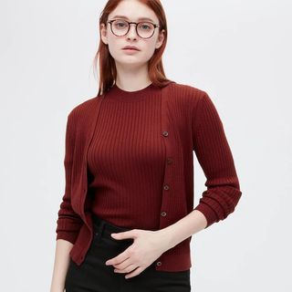 Uniqlo + Extra Fine Merino Ribbed Half-Sleeve Short Sweater