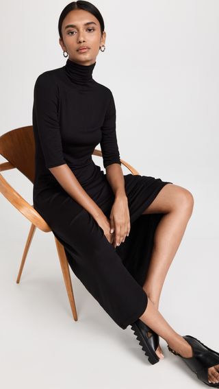 Vince + Elbow Sleeve Turtleneck Dress