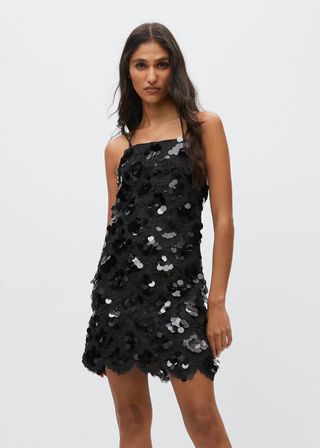 Mango + Sequined Halter Neck Dress