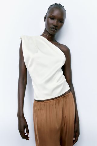 Zara + Asymmetrical Ruched Top