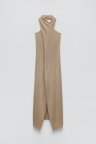 Zara + Metallic Thread Knit Halter Top