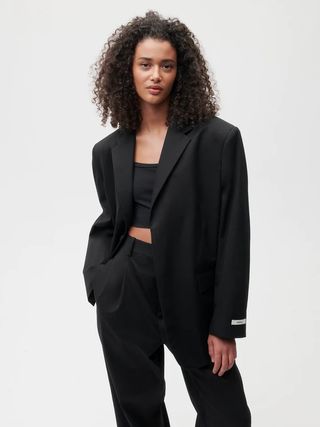 Pangaia + Organic Cotton Oversized Tailored Jacket in Black