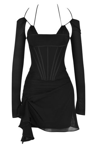 House of CB + Cold Shoulder Long Sleeve Body-Con Dress
