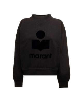 Isabel Marant Étoile + Black High Neck Cotton Sweatshirt With Logo