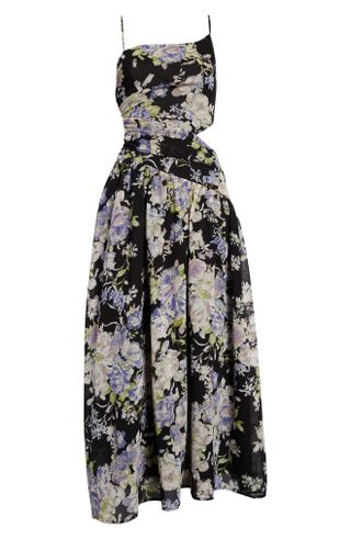 ASTR the Label + Floral Print Side Cutout Midi Dress