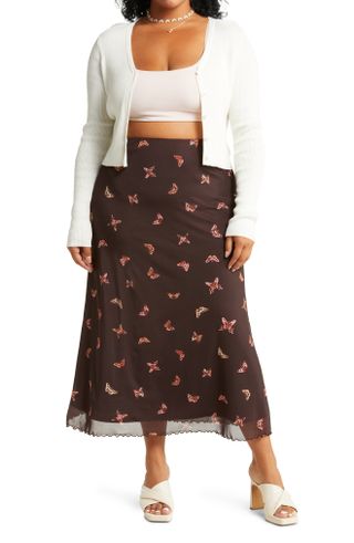BP. + Butterfly Print Mesh Skirt