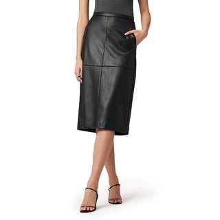 Joe's + Doreen Cross Seamed Faux Leather Midi Skirt