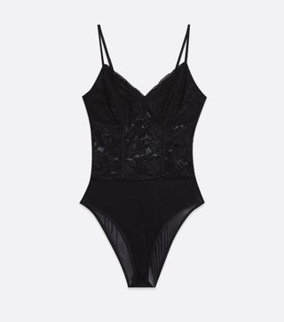 New Look + Black Lace Strappy Bodysuit