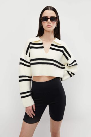 Oak and Fort + Collared Striped Sweater
