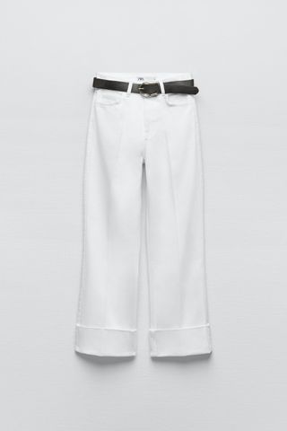 Zara + Belted High Rise Straight Jeans