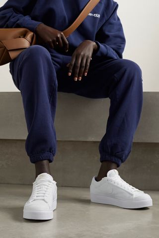 Nike + Blazer Low Leather-Trimmed Crocheted Platform Sneakers