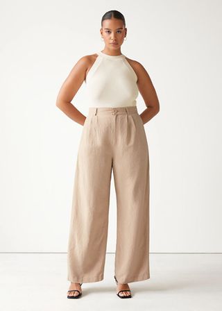 & Other Stories + Wide High Waist Linen Trousers