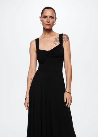 Mango + Draped Neckline Dress