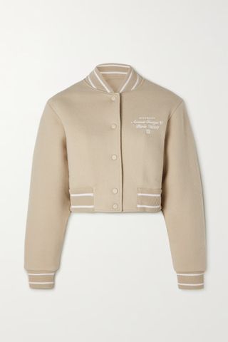 Givenchy + Cropped Embroidered Wool Bomber Jacket