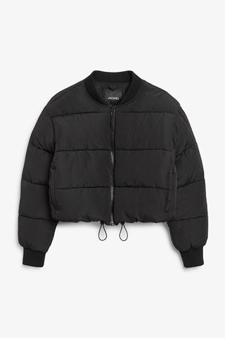 Monki + Black Oversized Cropped Puffer Jacket