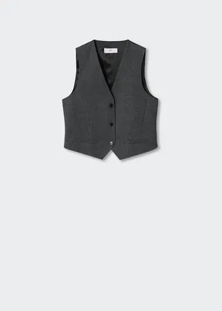 Mango + Check Wool-Blend Suit Waistcoat