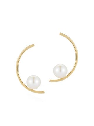 Mateo + Half Moon 14k Gold & Pearl Earrings