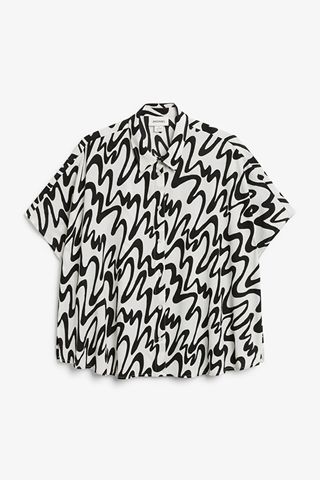Monki + Short Sleeve Crepe Blouse Shirt