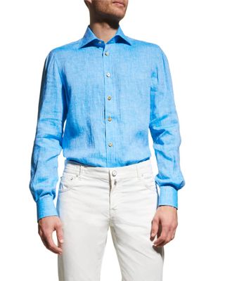 Kiton + Solid Linen Sport Shirt
