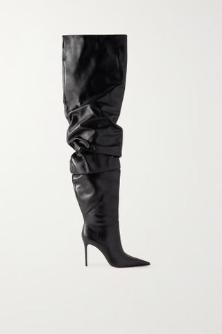 Amina Muaddi + Jahleel Leather Over-The-Knee Boots