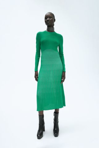 Zara + Pleated Knit Midi Dress