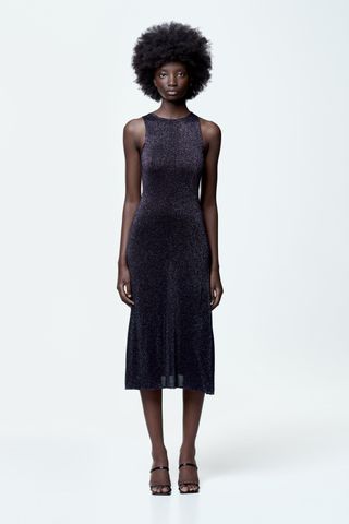 Zara + Metallic Thread Knit Maxi Dress