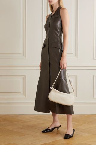 Nanushka + Massey Vegan Leather Halterneck Midi Dress