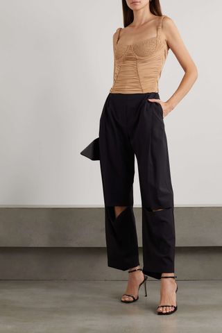 Dion Lee + Doric Shirred Gathered Stretch-Jersey Bustier Top